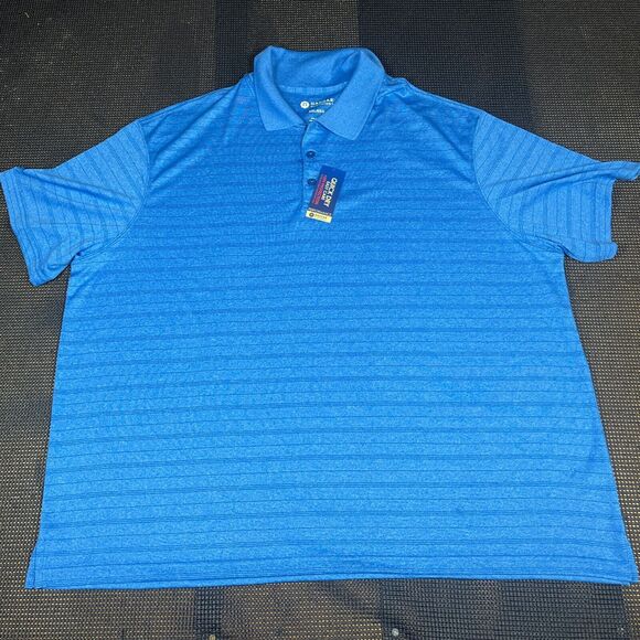HAGGAR Men's XXL‎ Polo Shirt Blue Striped Performance Quick Dry - Picture 1 of 6